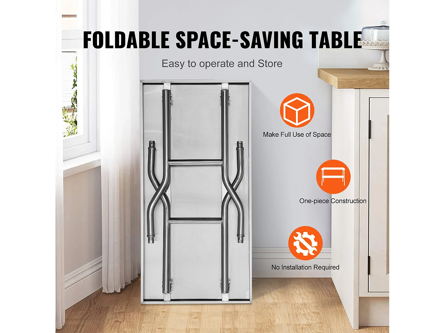 Table de Travail Cuisine SucceBuy, 122 x 76,2 cm, Table de Préparation Commerciale Pliante, pour Cuisine à Domicile, Restaurant, Garage