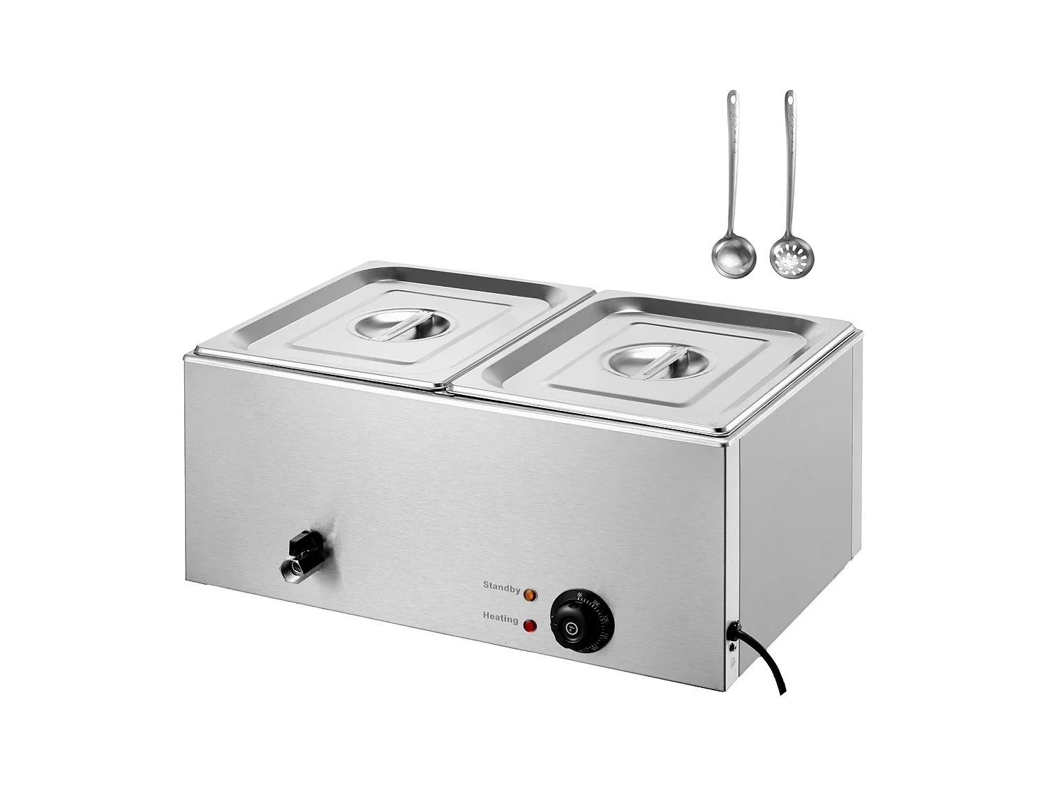 Professioneller Speisenwärmer SucceBuy mit 2 Platten 17L 1200 W, Edelstahl, Einstellbare Temperatur, für Restaurantbüfett