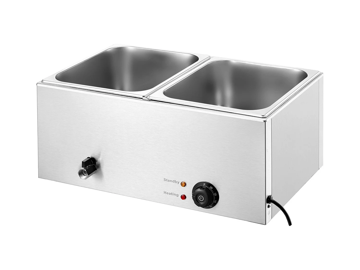 Professioneller Speisenwärmer SucceBuy mit 2 Platten 17L 1200 W, Edelstahl, Einstellbare Temperatur, für Restaurantbüfett