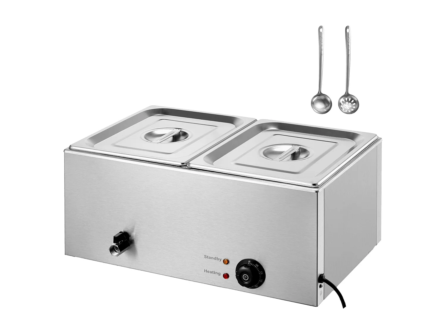 Chauffe-Plats Professionnel SucceBuy à 2 Plaques 17L 1200 W, Acier Inoxydable, Température Réglable, pour Buffet de Restaurant