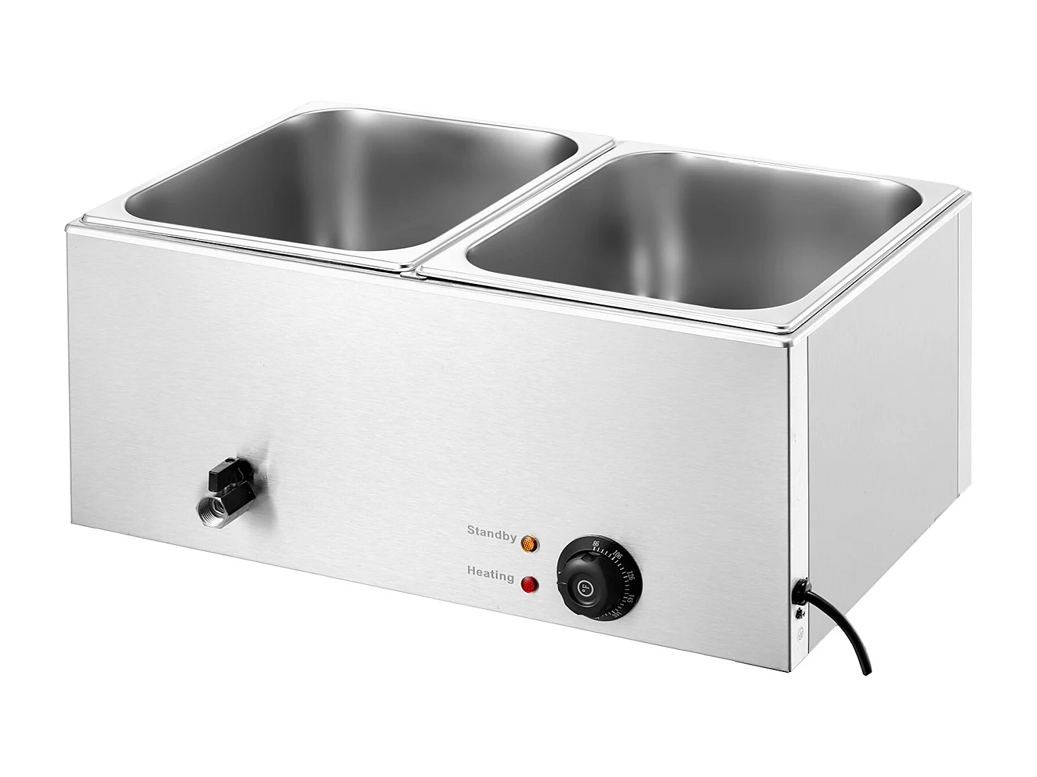 Chauffe-Plats Professionnel SucceBuy à 2 Plaques 17L 1200 W, Acier Inoxydable, Température Réglable, pour Buffet de Restaurant