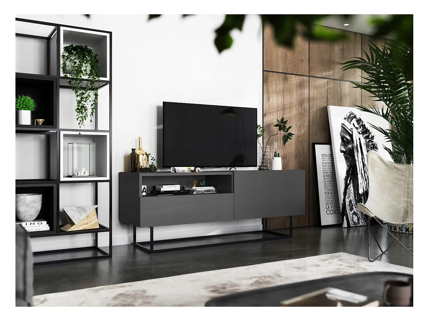 Szafka RTV SELF 3 120 grafitowa mat