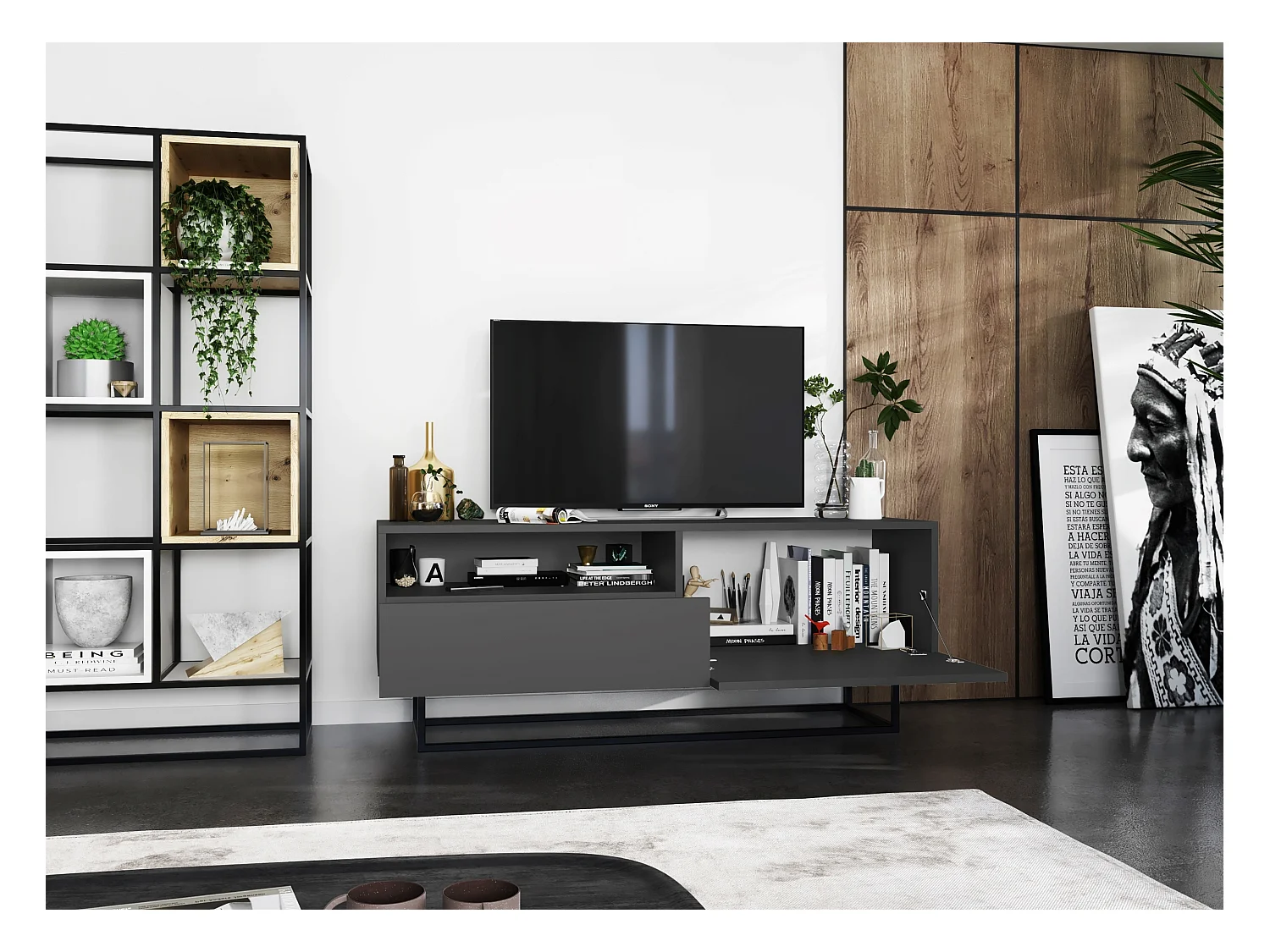 Szafka RTV SELF 3 120 grafitowa mat