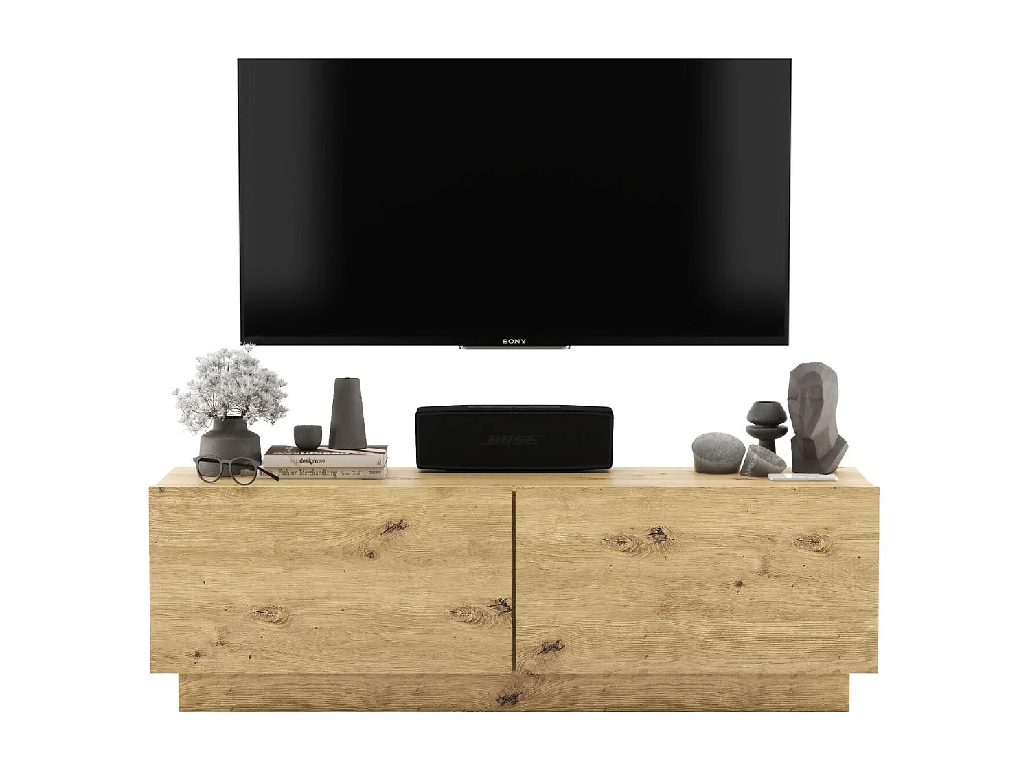 Móvel de TV com 2 portas - корпус carvalho artesanal mate, frentes carvalho artesanal mate - 120 cm, sobre base