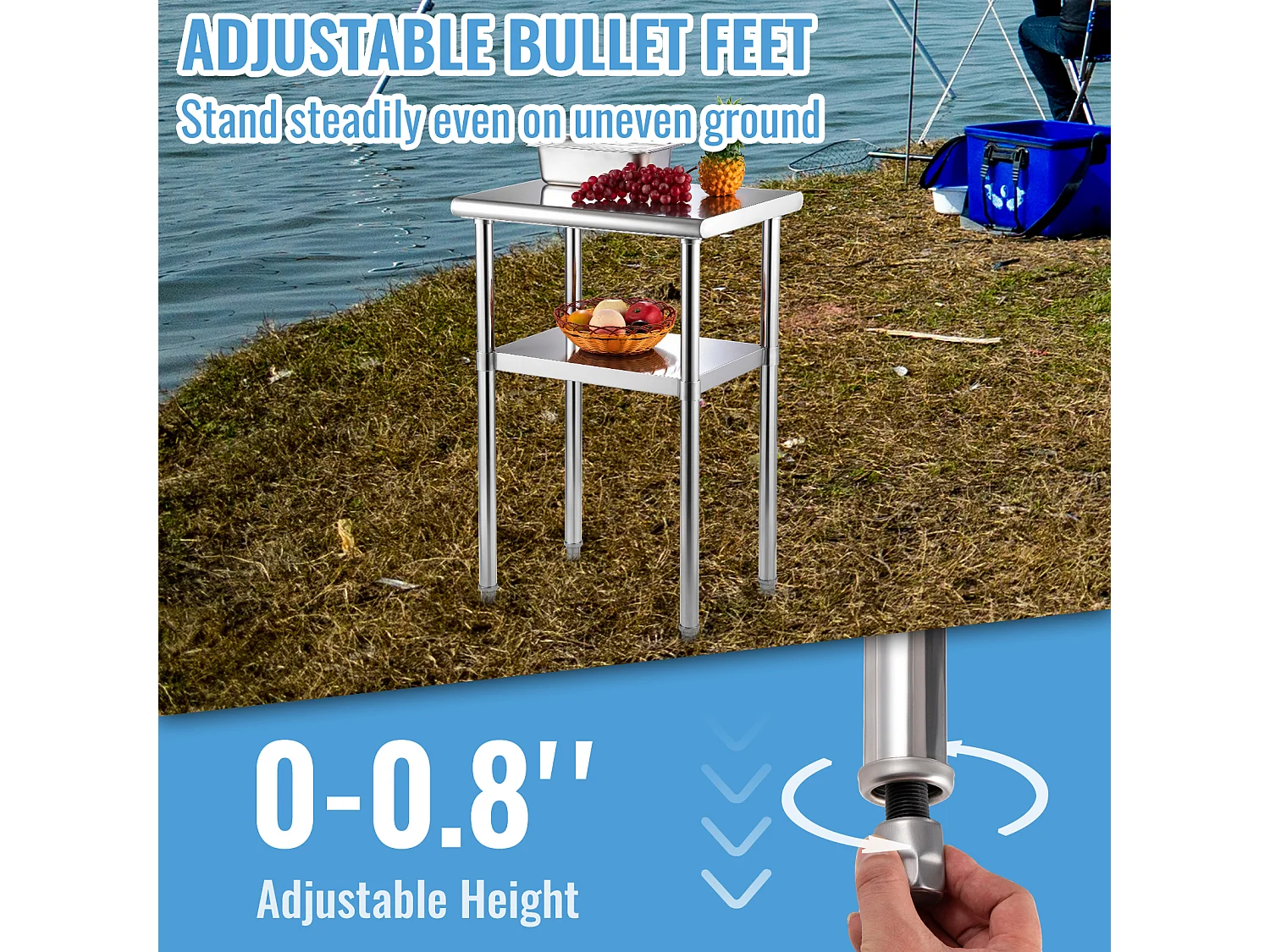 Table de Travail en Acier Inoxydable SucceBuy, 61 x 46 x 91cm, Table de Préparation des Aliments Commerciale