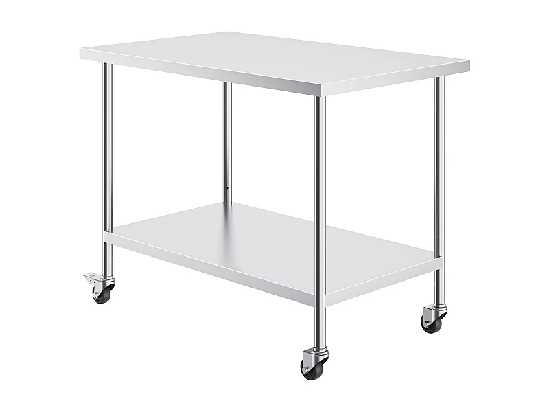 Arbeitstisch SucceBuy Edelstahl-Arbeitstisch (76,2 x 121,92 cm), Gewerblicher Zubereitungstisch mit 4 Rollen