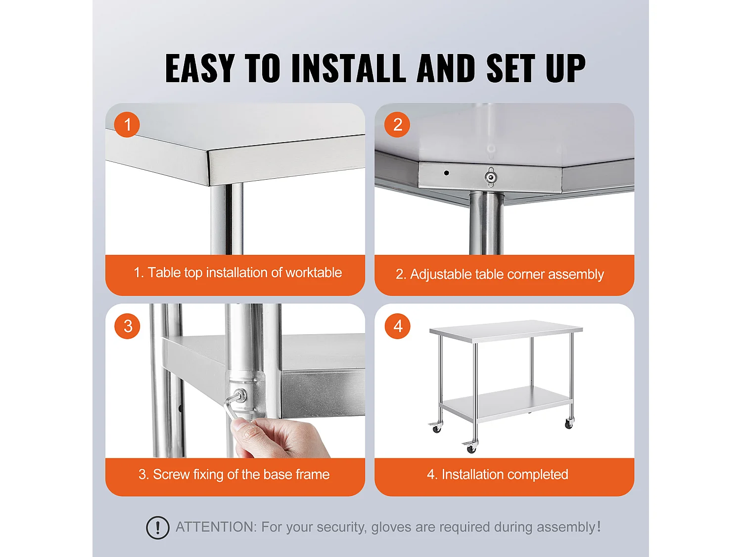 Arbeitstisch SucceBuy Edelstahl-Arbeitstisch (76,2 x 121,92 cm), Gewerblicher Zubereitungstisch mit 4 Rollen