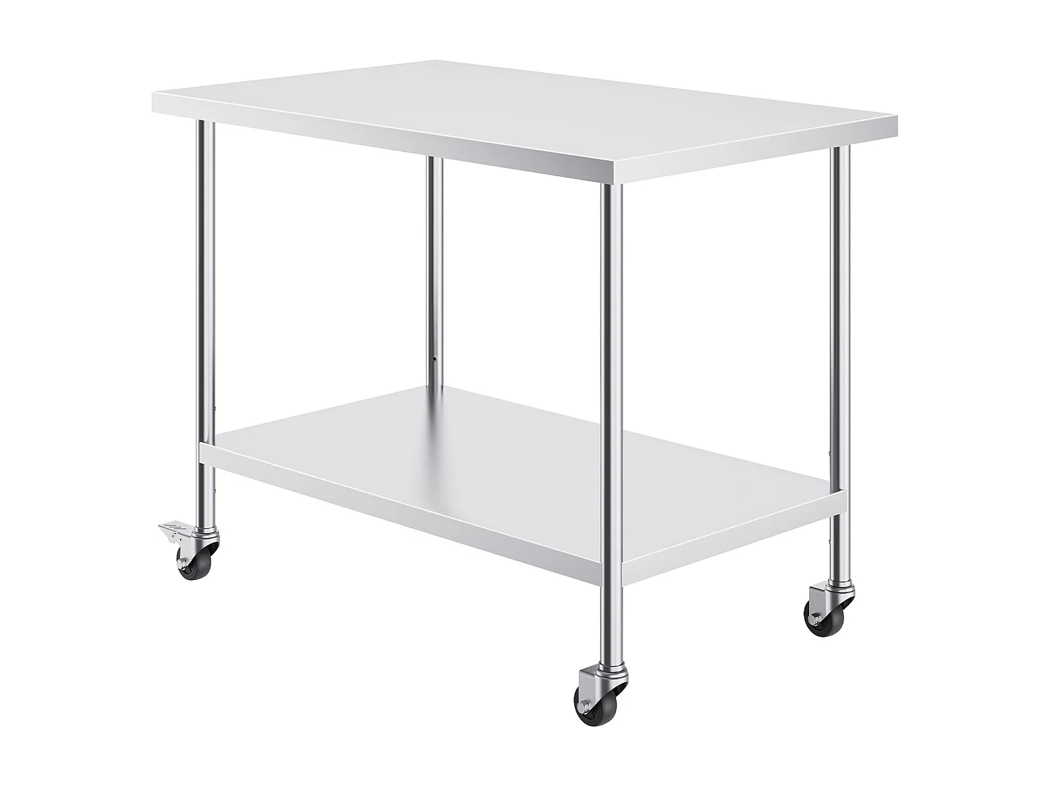 Table de Travail SucceBuy Table de Travail en Acier Inoxydable 76.2 x 121.92 cm Table de Préparation Commerciale avec 4 Roulettes