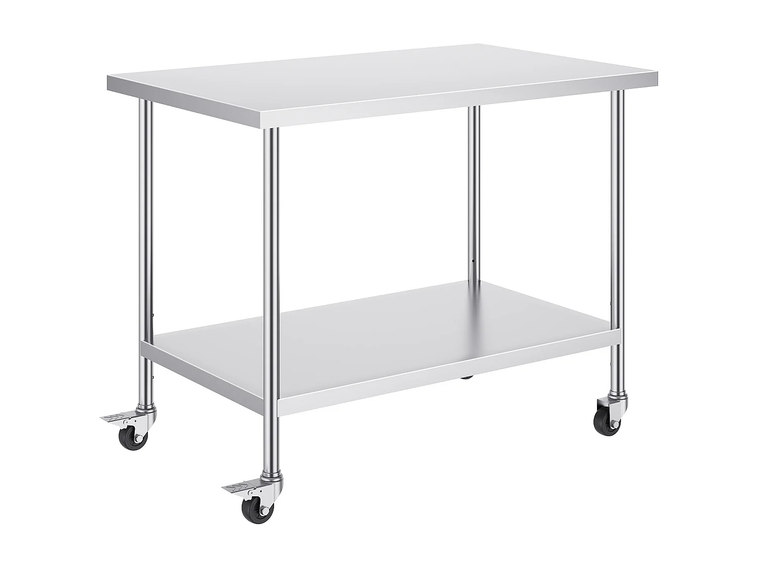Table de Travail SucceBuy Table de Travail en Acier Inoxydable 76.2 x 121.92 cm Table de Préparation Commerciale avec 4 Roulettes