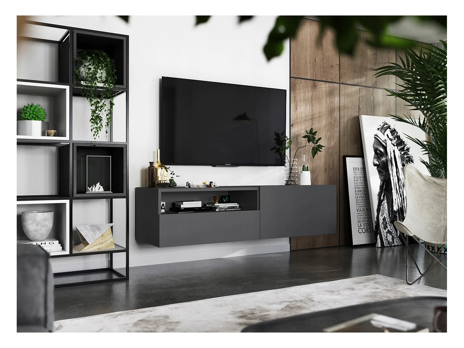 Szafka RTV SELF 120 grafitowa mat