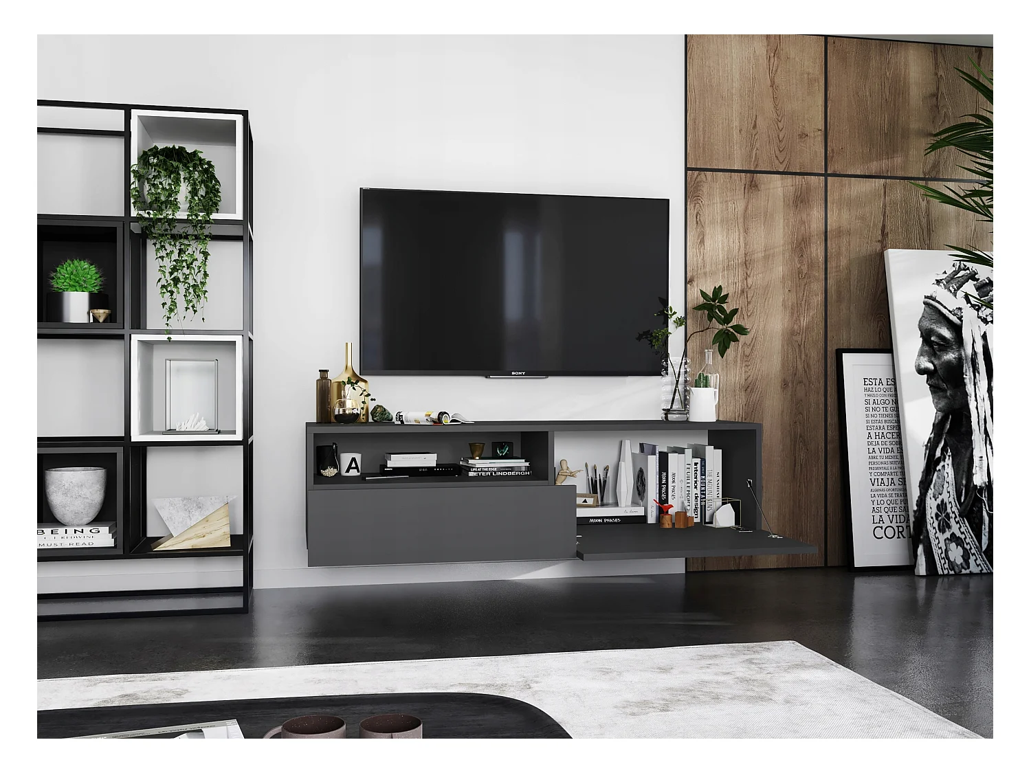 Szafka RTV SELF 120 grafitowa mat