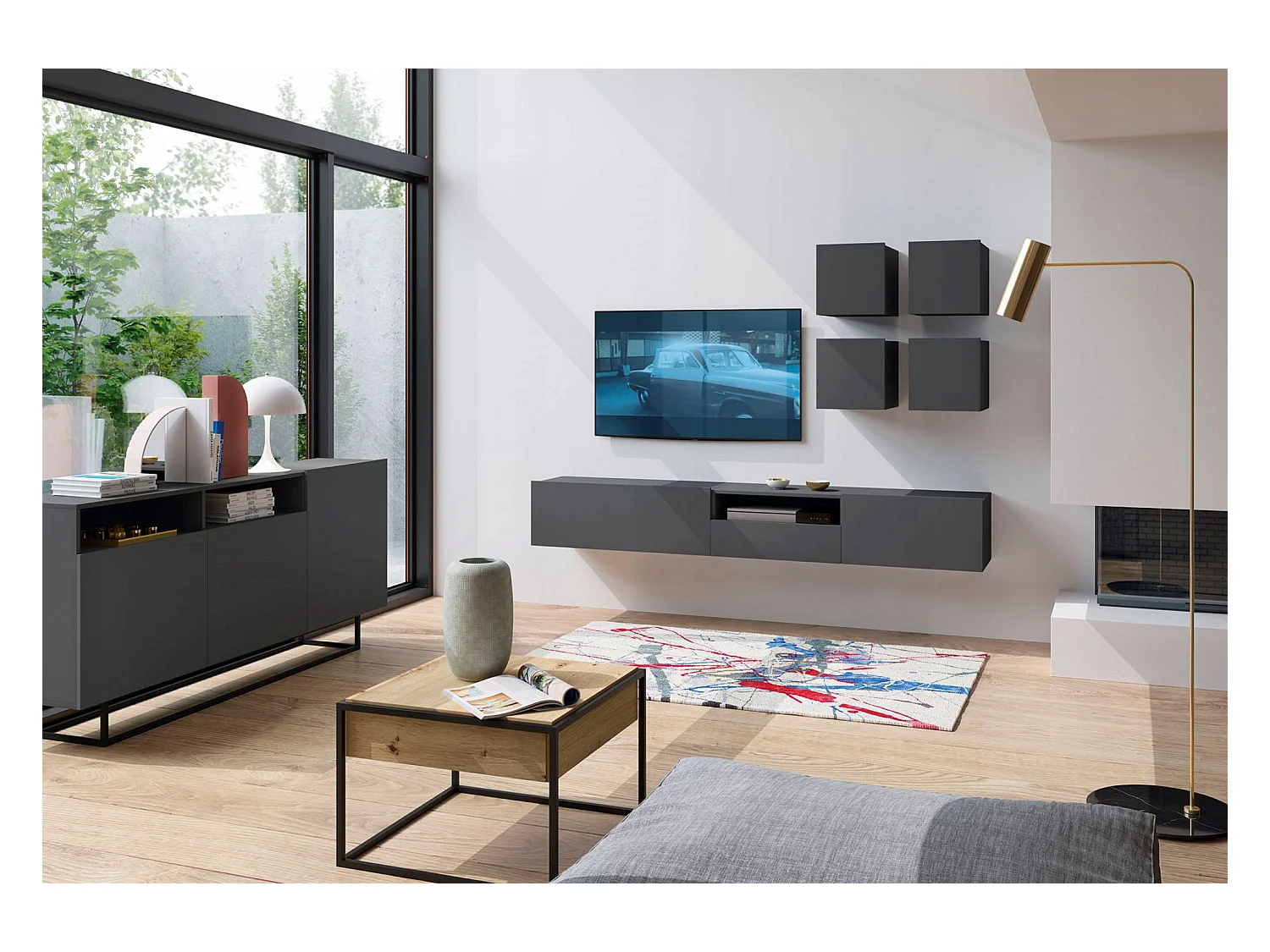 Szafka RTV SELF 120 grafitowa mat