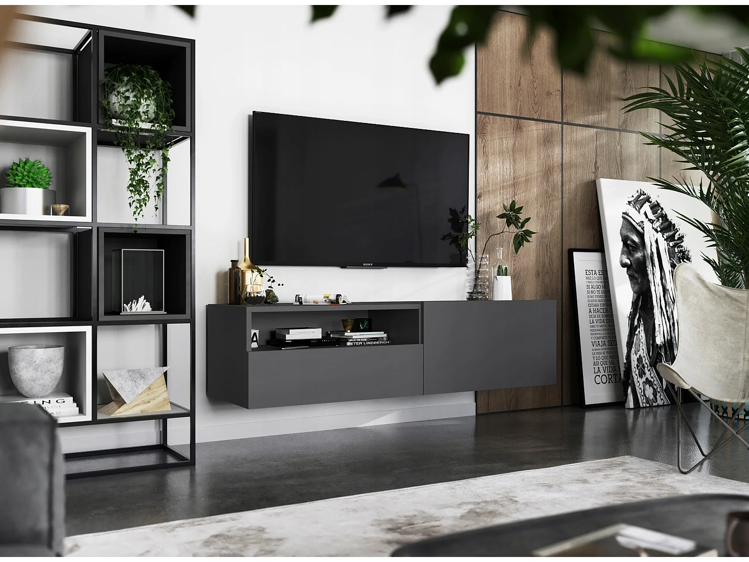 Szafka RTV SELF 120 grafitowa mat