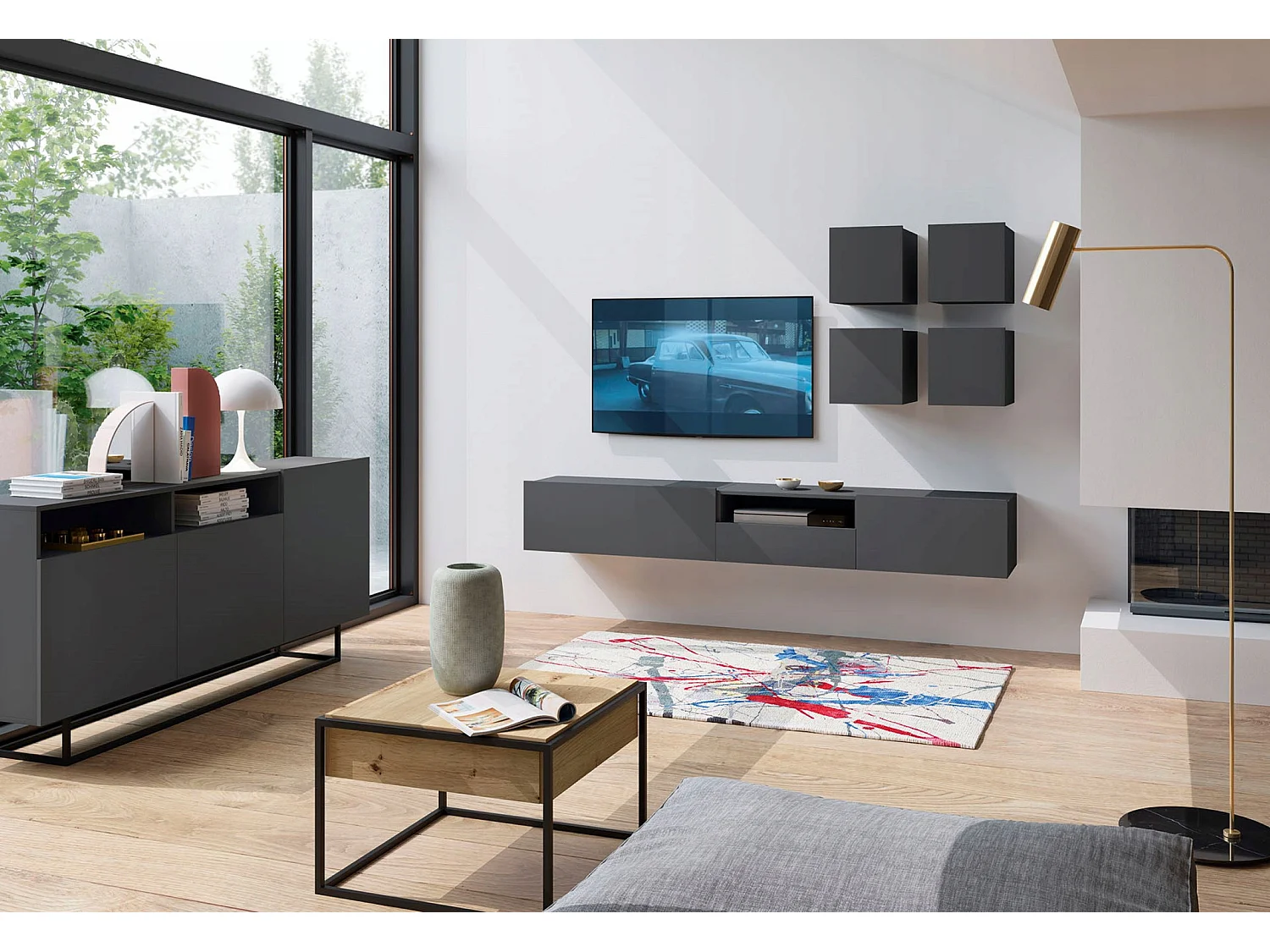 Szafka RTV SELF 120 grafitowa mat