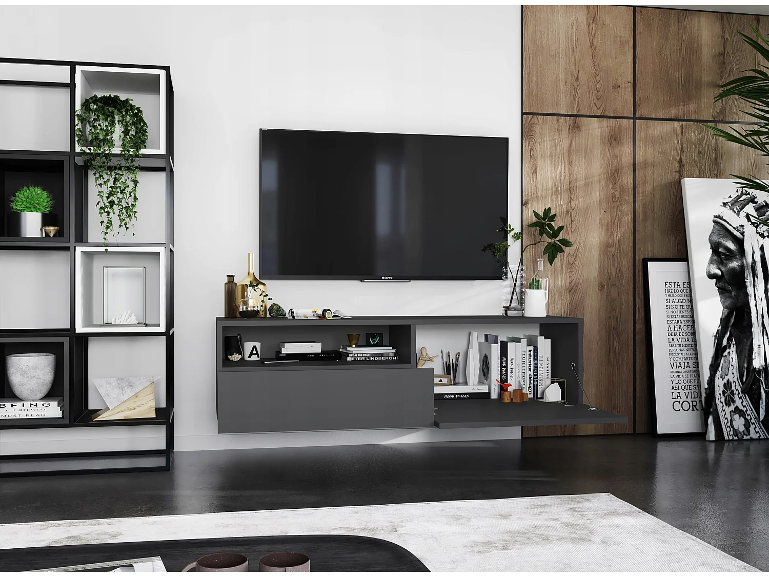 Szafka RTV SELF 120 grafitowa mat