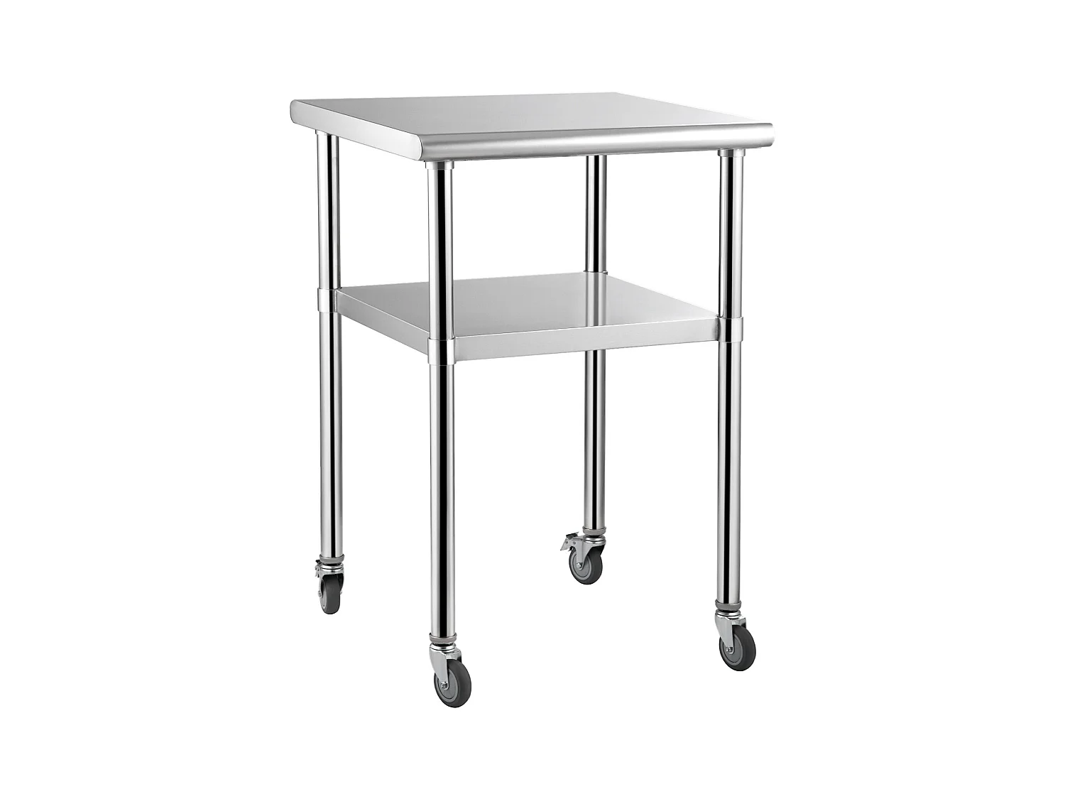 Table de Travail en Acier Inoxydable SucceBuy, 61 x 61 x 85cm, Table de Préparation des Aliments Commerciale avec Roulettes