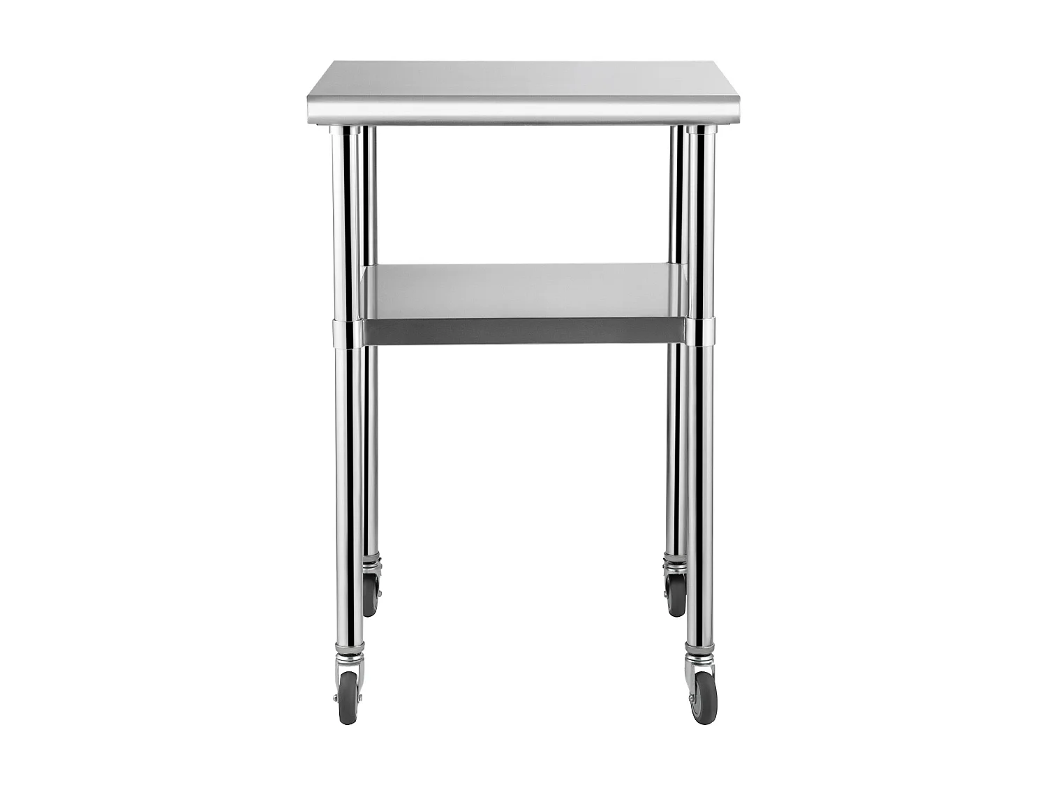 Stoł Roboczy ze Stali Nierdzewnej SucceBuy, 61 x 61 x 85 cm, Stoł Handlowy do Przygotowywania Jedzenia z Kółkami