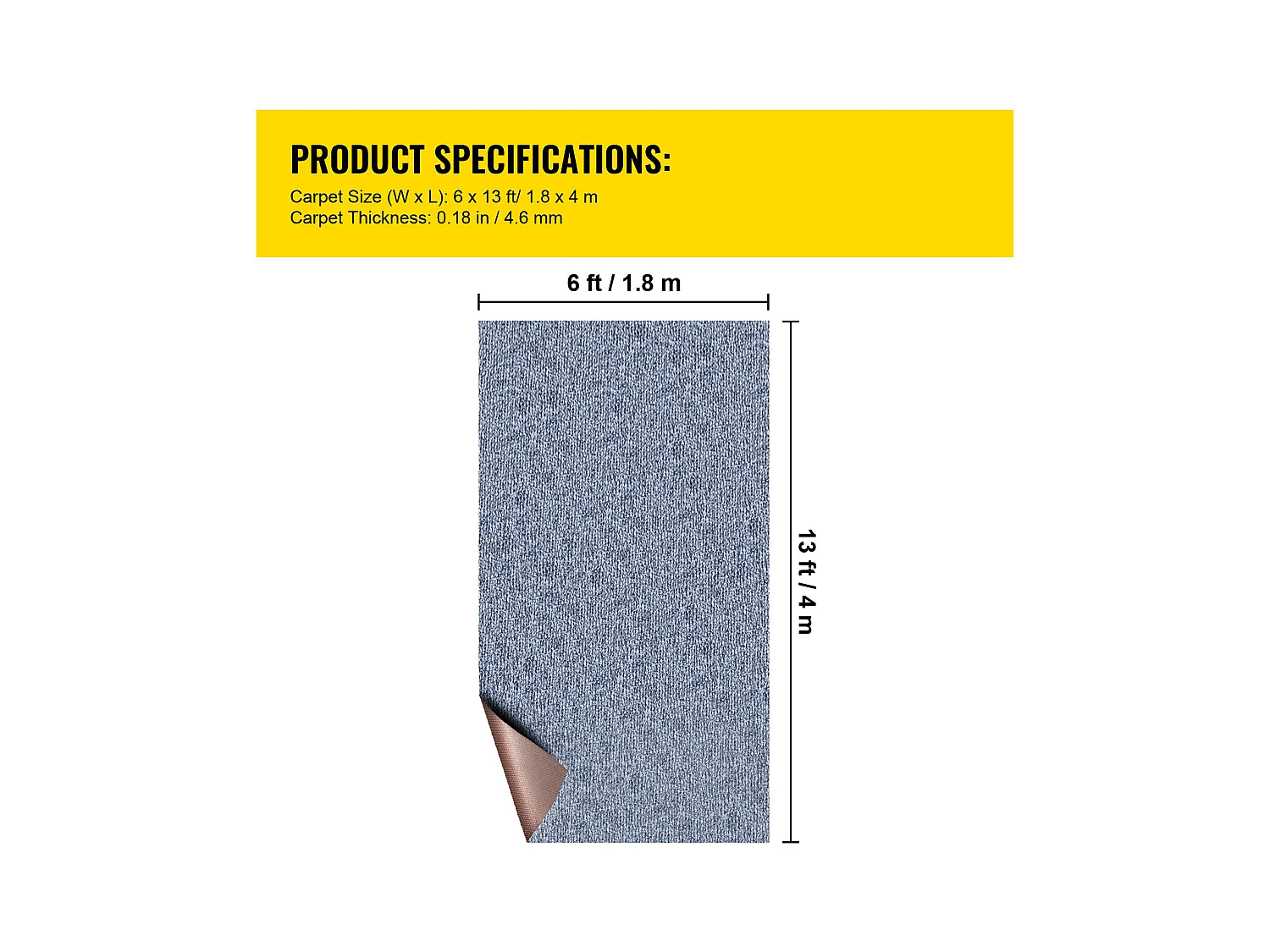 Tapis Extérieur Intérieur SucceBuy, 1,8 x 4 m, Tapis Marin Gris, Antidérapant pour Intérieur/Extérieur