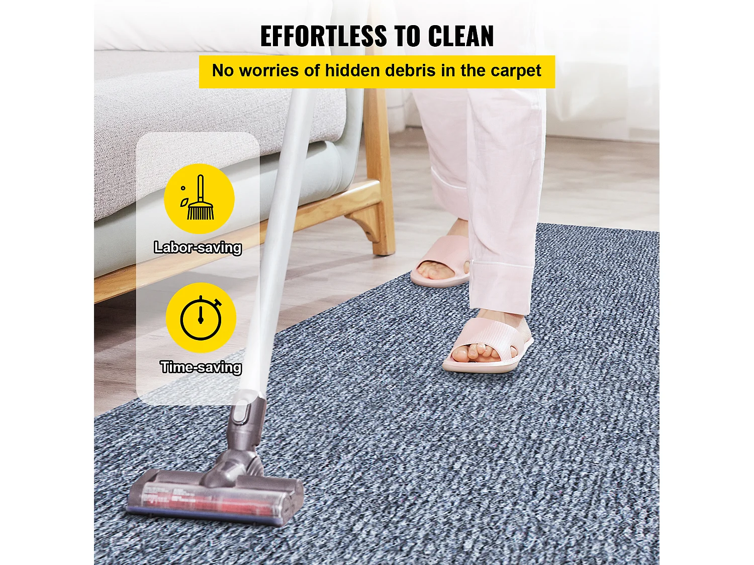 Tapis Extérieur Intérieur SucceBuy, 1,8 x 4 m, Tapis Marin Gris, Antidérapant pour Intérieur/Extérieur