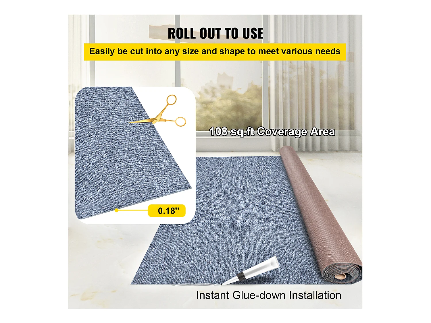 Dywan Zewnętrzny i Wewnętrzny SucceBuy, 1,8 x 4 m, Dywan Morski Szary, Antypoślizgowy dla Wewnętrz i Zewnątrz