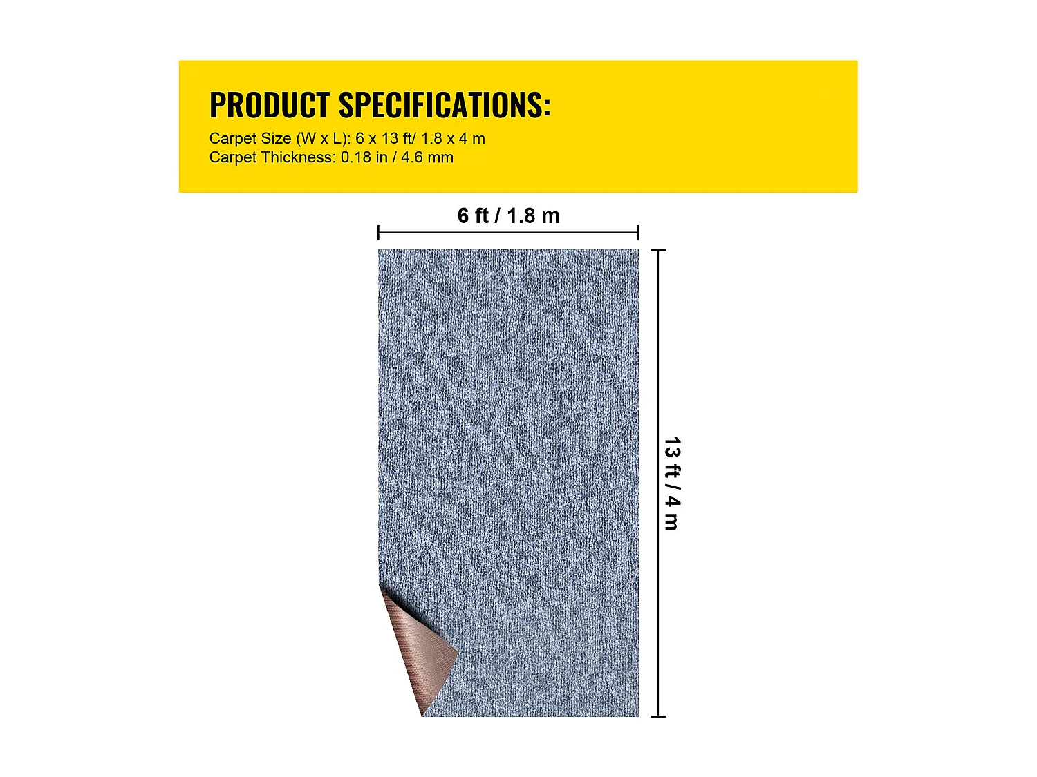 Tapijt voor Binnen en Buiten SucceBuy, 1,8 x 4 m, Grijs Maritiem Tapijt, Antislip voor Binnen/Buiten