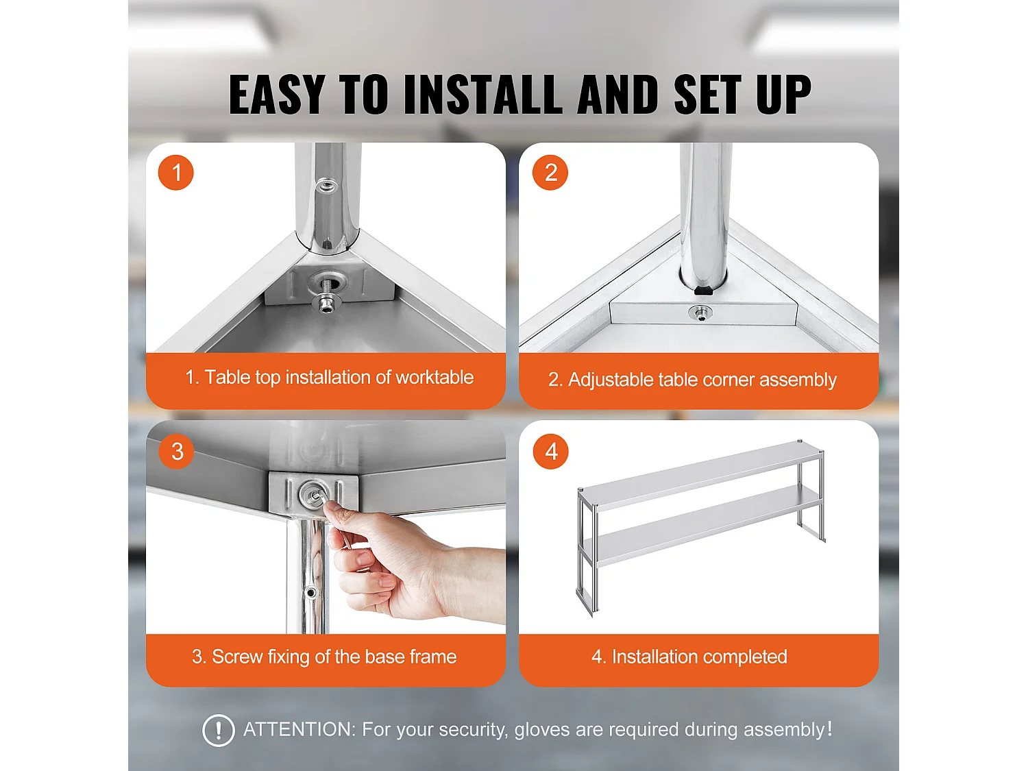 Table de Travail Cuisine SucceBuy, 30,5 x 182,9 cm, 2 Niveaux, en Acier Inoxydable, pour la Préparation en Cuisine, au Restaurant et en Atelier