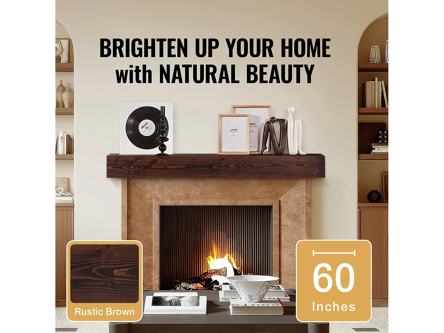 Étagère Flottante Murale SucceBuy, en Bois Rustique, 152,4 cm, Marron