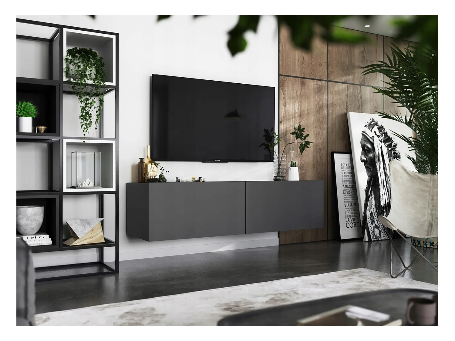 Szafka RTV SELF 2 120 grafitowa mat