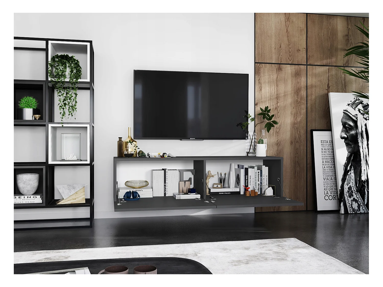 Szafka RTV SELF 2 120 grafitowa mat