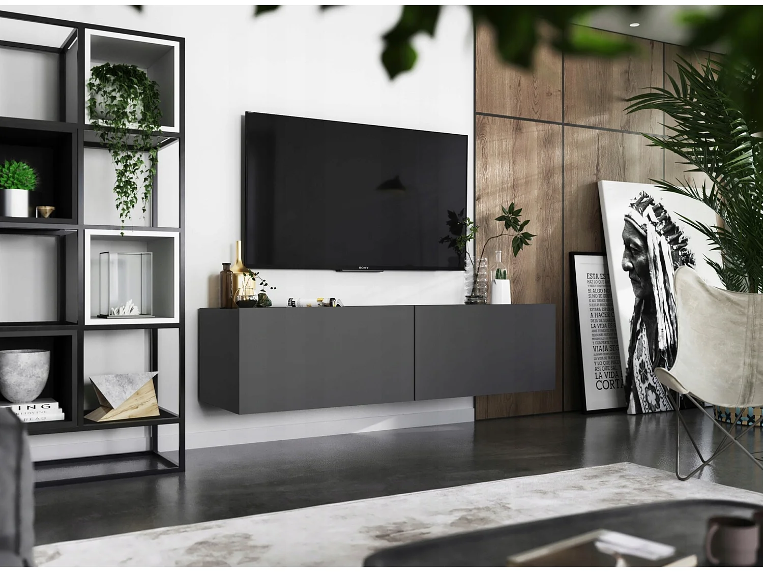 Szafka RTV SELF 2 120 grafitowa mat