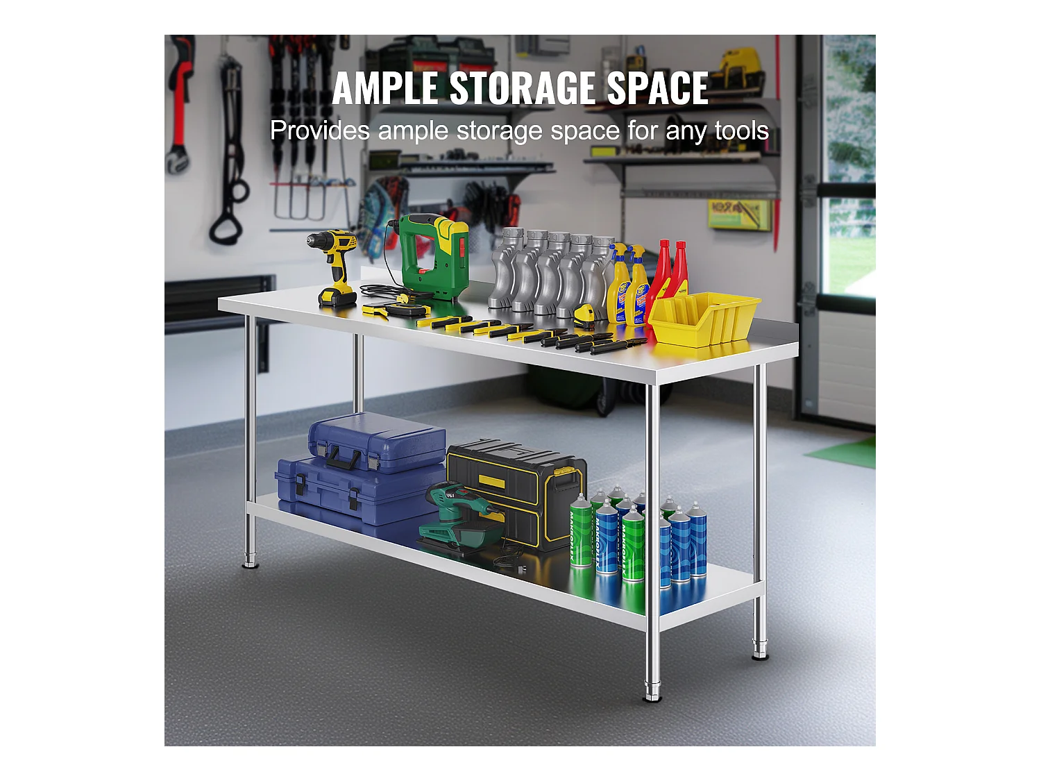 Table de Travail Cuisine SucceBuy, 61 x 182,9 cm, Table de Préparation des Aliments, pour la Préparation en Cuisine, au Restaurant et en Atelier