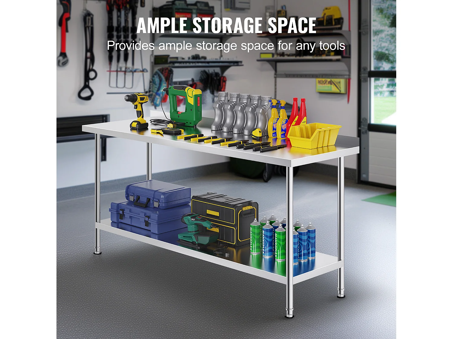 Werktafel Keuken SucceBuy, 61 x 182,9 cm, Voedselbereidingstafel, voor de Bereiding in de Keuken, in het Restaurant en in de Werkplaats