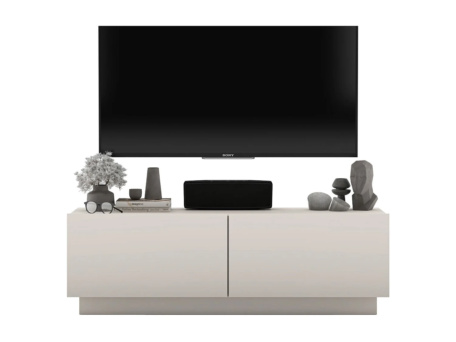 TV-meubel met 2 deuren - корпус kasjmier mat, fronten kasjmier mat - 120 cm, op plint
