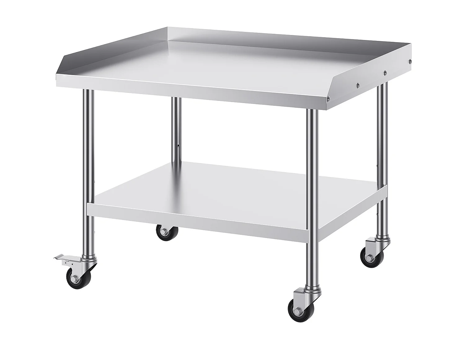 Table de Travail SucceBuy Table de Travail en Acier Inoxydable 76.2 x 91.44 cm avec 4 Roulettes Table de Préparation Alimentaire Commerciale