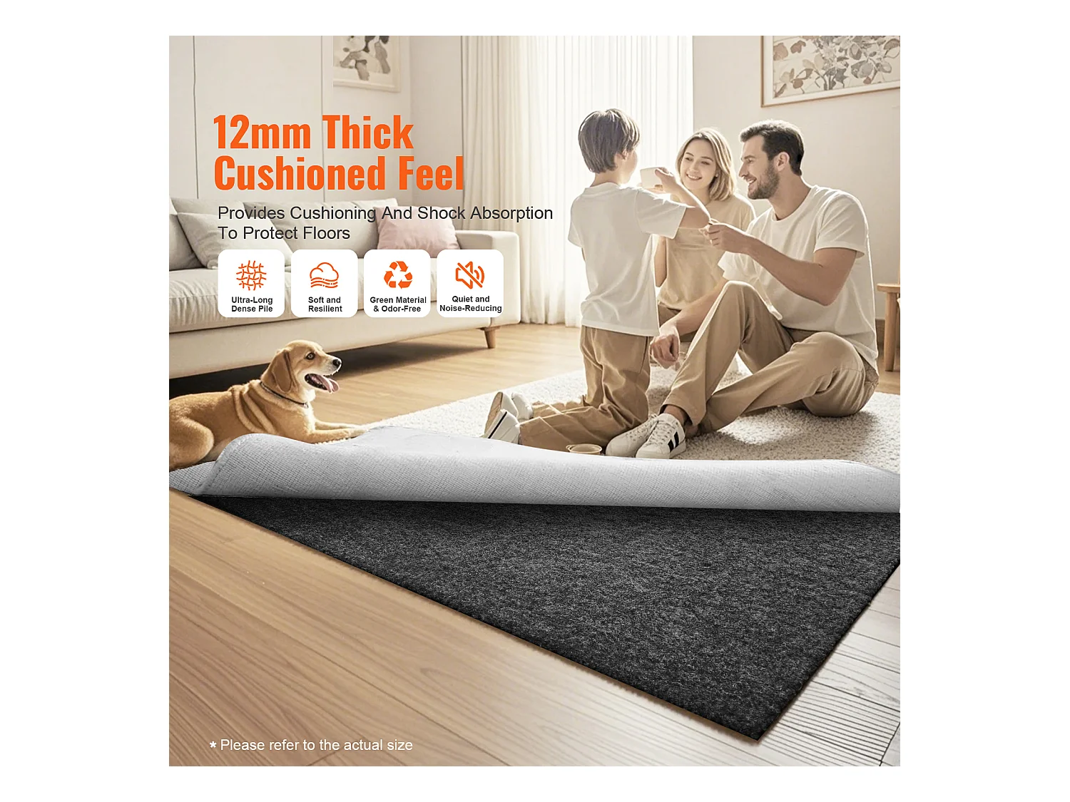 Sous-tapis Antidérapant SucceBuy, 122x183 cm, 12 mm d'Épaisseur, pour Tous les Sols