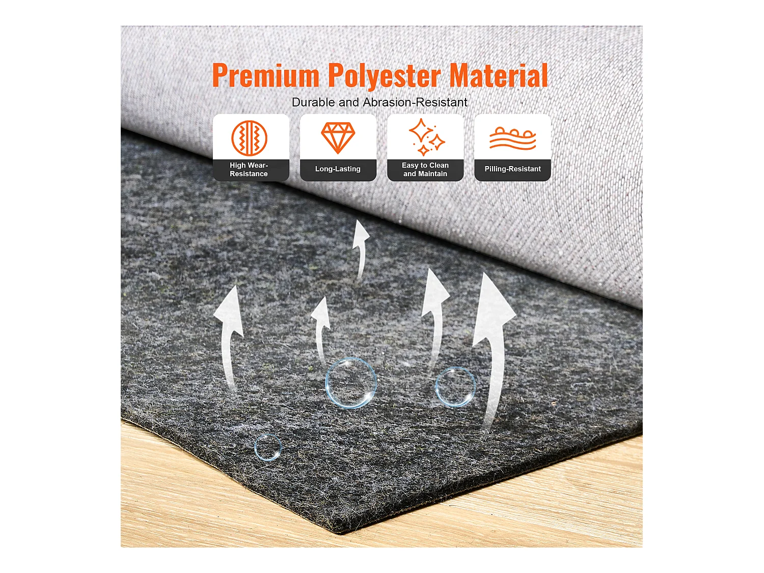 Sous-tapis Antidérapant SucceBuy, 122x183 cm, 12 mm d'Épaisseur, pour Tous les Sols