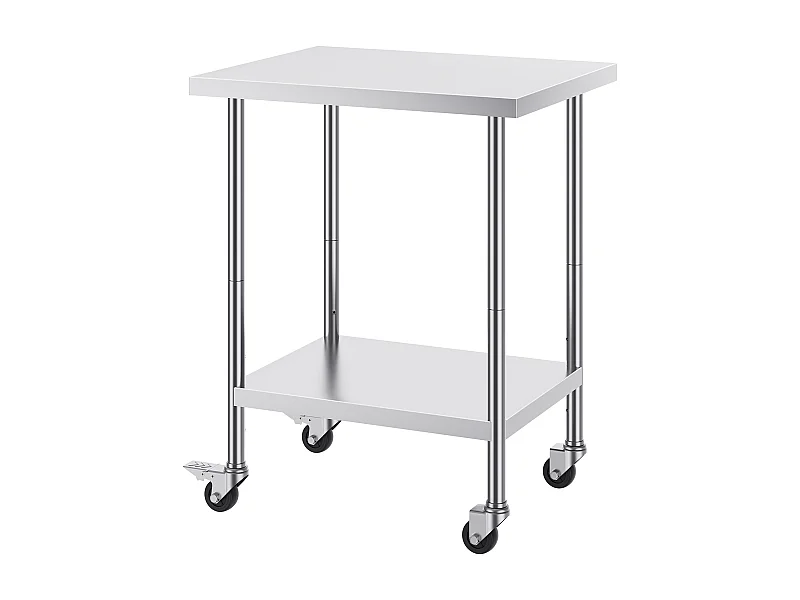 Mesa de Trabajo SucceBuy Mesa de Trabajo de Acero Inoxidable de 60.96 x 76.2 cm con 4 Ruedas