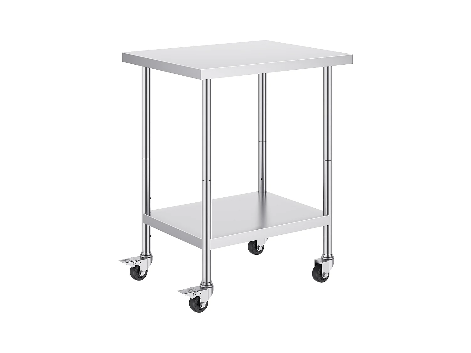 Mesa de Trabajo SucceBuy Mesa de Trabajo de Acero Inoxidable de 60.96 x 76.2 cm con 4 Ruedas