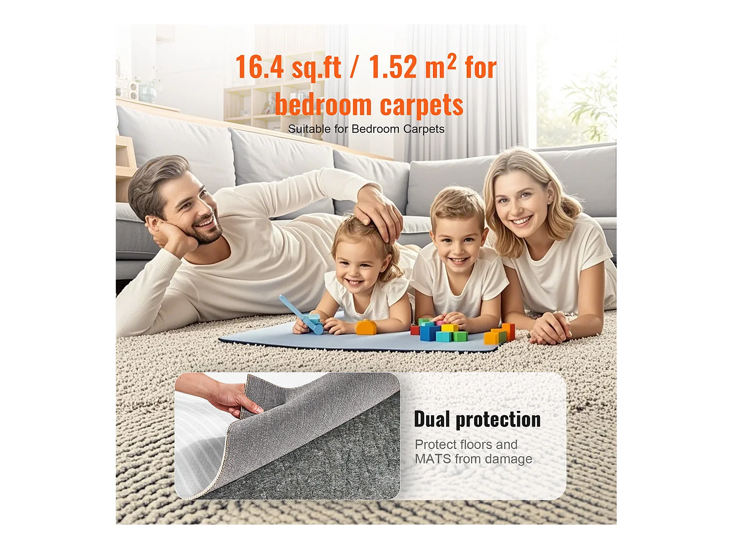 Tapis Antidérapant SucceBuy, 63,5x240 cm, 6 mm d'Épaisseur pour Sol