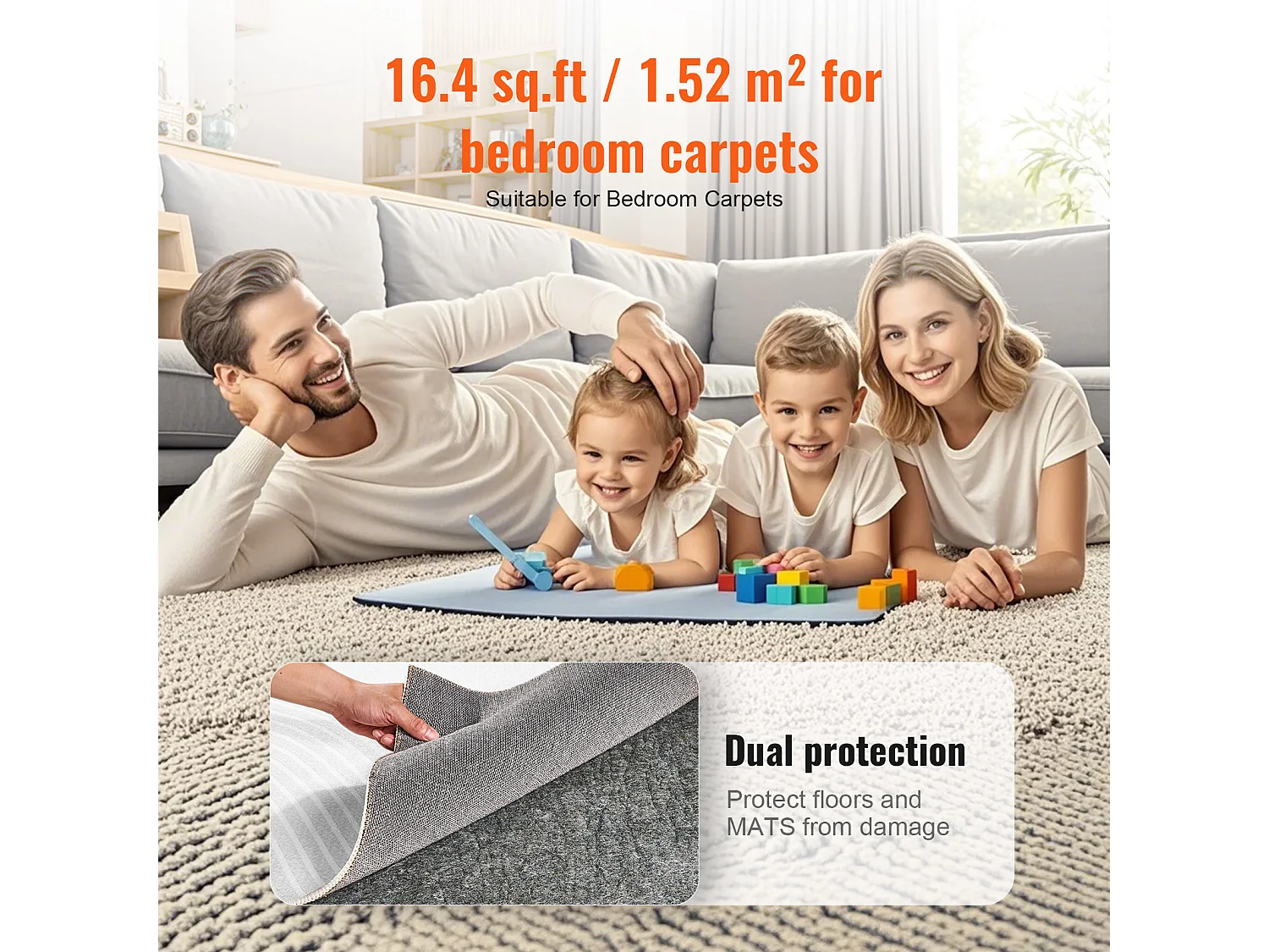 Tapis Antidérapant SucceBuy, 63,5x240 cm, 6 mm d'Épaisseur pour Sol