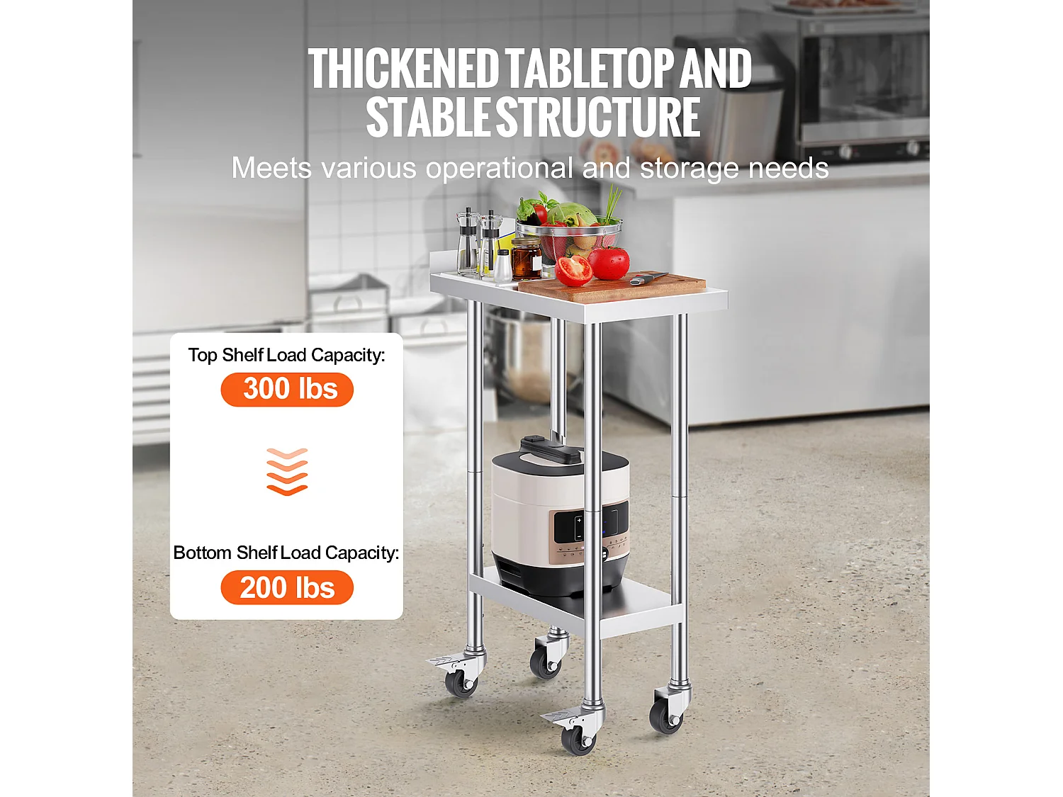 Werktafel SucceBuy RVS Werktafel 60.96 x 38.1 cm, Commerciële Voedselbereidingstafel met Wielen