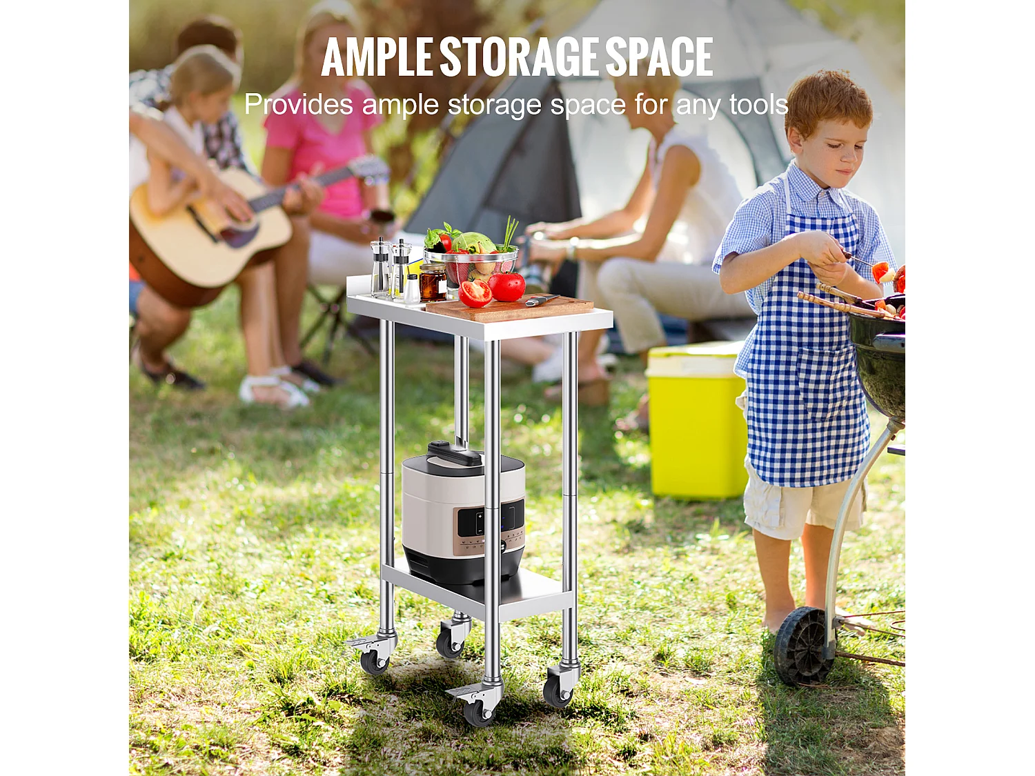 Werktafel SucceBuy RVS Werktafel 60.96 x 38.1 cm, Commerciële Voedselbereidingstafel met Wielen