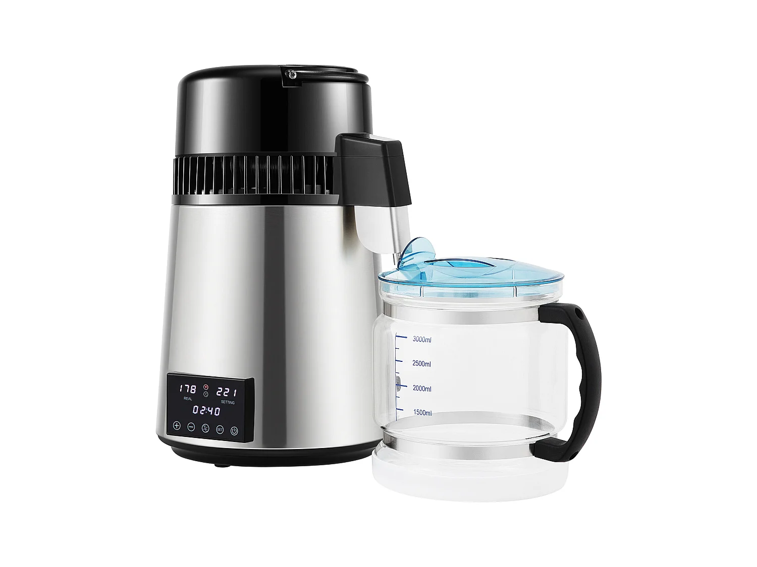 Petit Electroménager SucceBuy Distillateur D'eau 4L, Machine à Eau Distillée 1,5 L/H avec Double Température, Argent