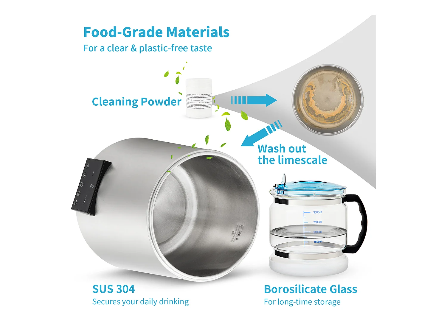 Petit Electroménager SucceBuy Distillateur D'eau 4L, Machine à Eau Distillée 1,5 L/H avec Double Température, Argent