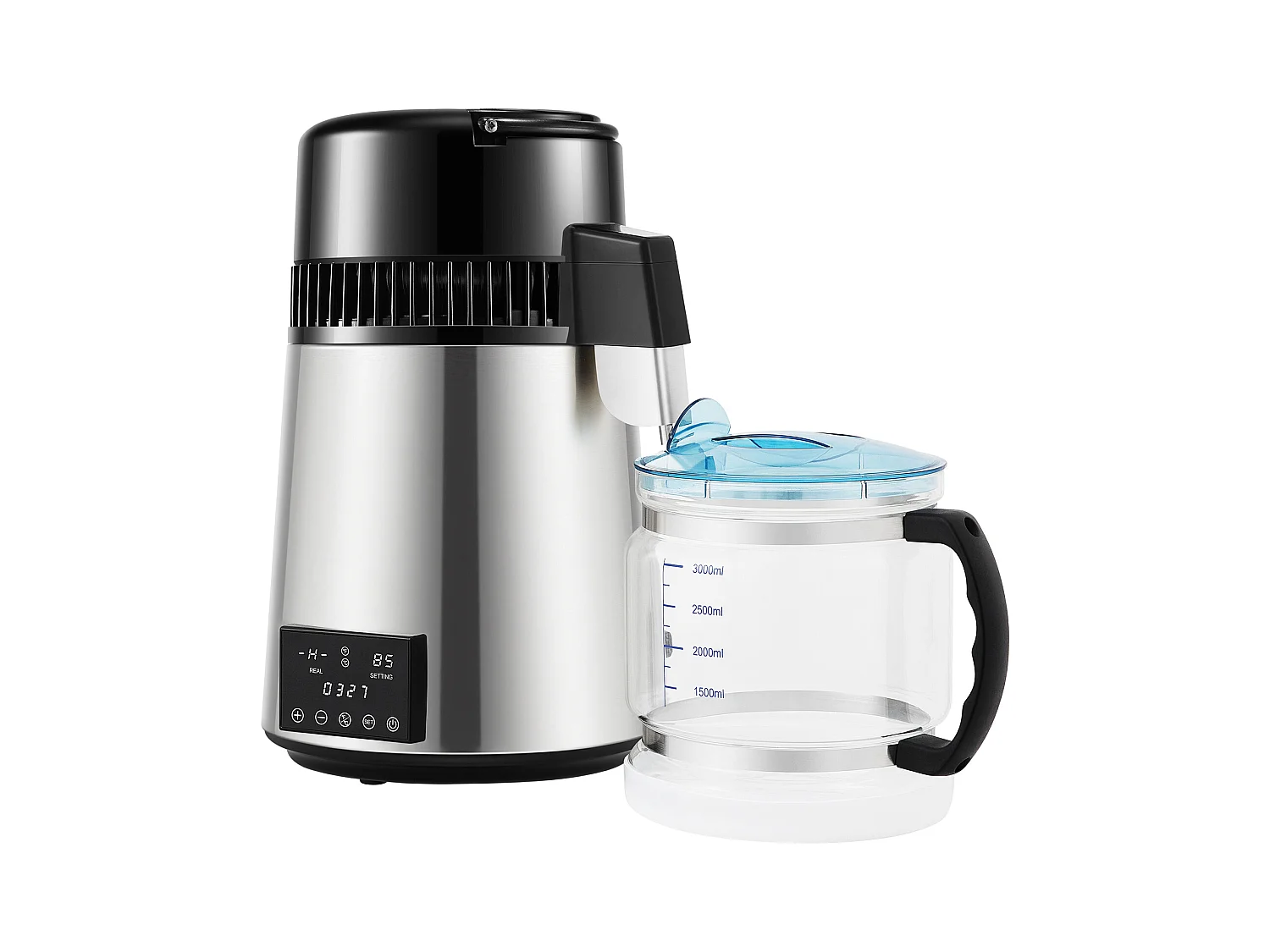 Petit Electroménager SucceBuy Distillateur D'eau 4L 1 L/H avec Minuterie et Double Température – Argent