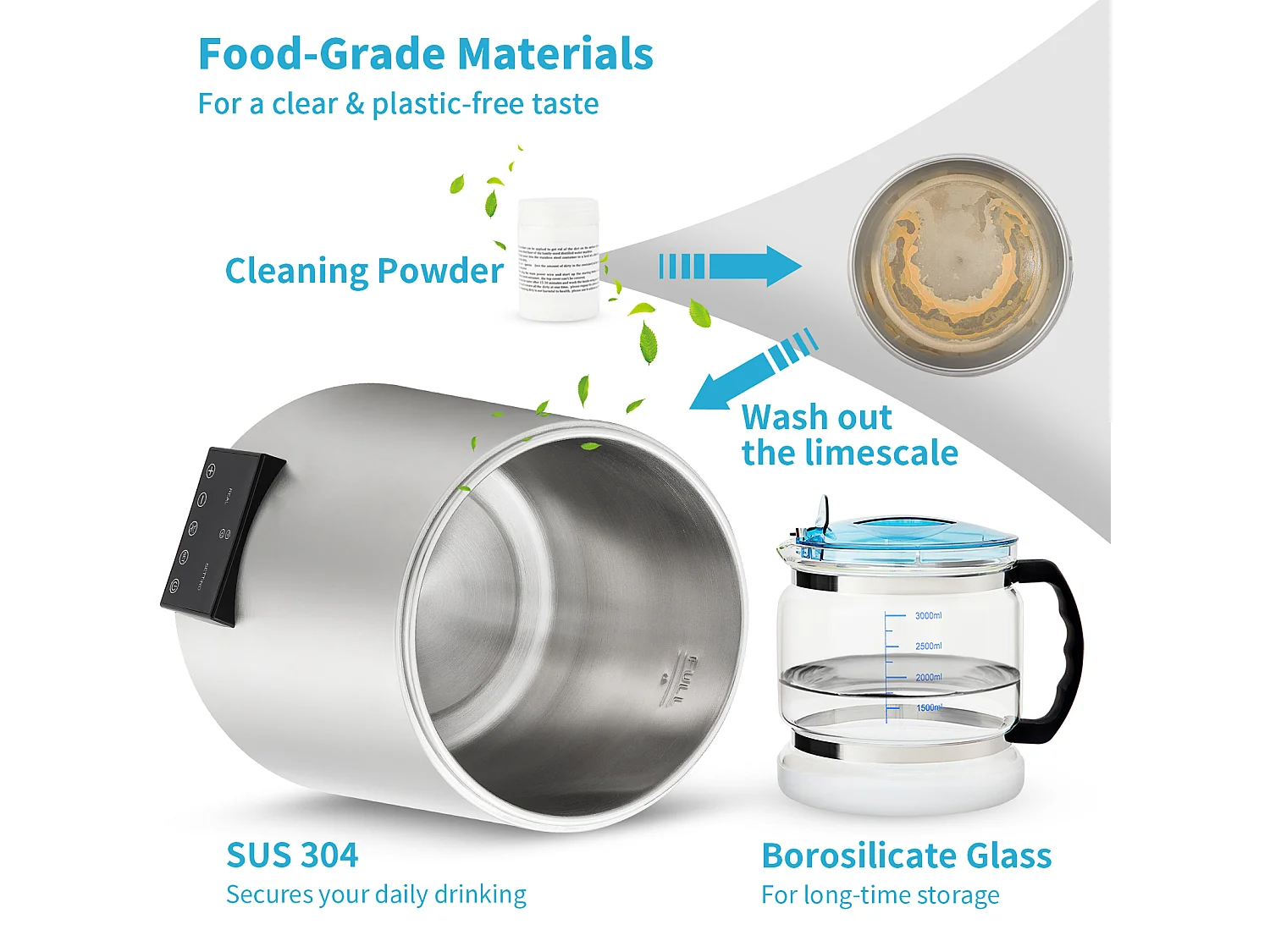 Petit Electroménager SucceBuy Distillateur D'eau 4L 1 L/H avec Minuterie et Double Température – Argent