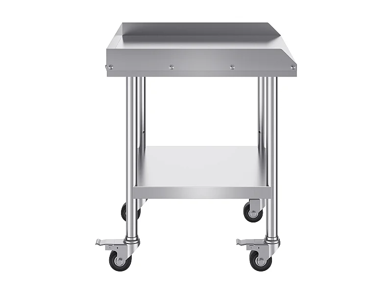 Table de Travail SucceBuy Table de Travail en Acier Inoxydable 60.96 x 60.96 cm avec 4 Roulettes Table de Préparation Alimentaire Commerciale Robuste