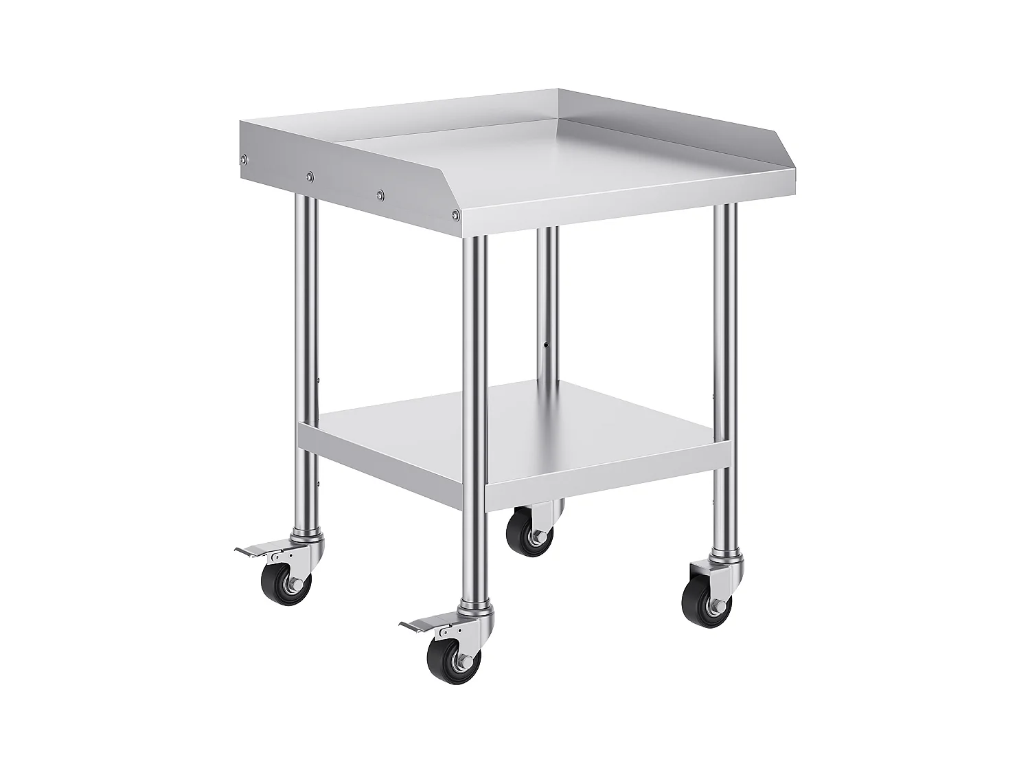 Table de Travail SucceBuy Table de Travail en Acier Inoxydable 60.96 x 60.96 cm avec 4 Roulettes Table de Préparation Alimentaire Commerciale Robuste