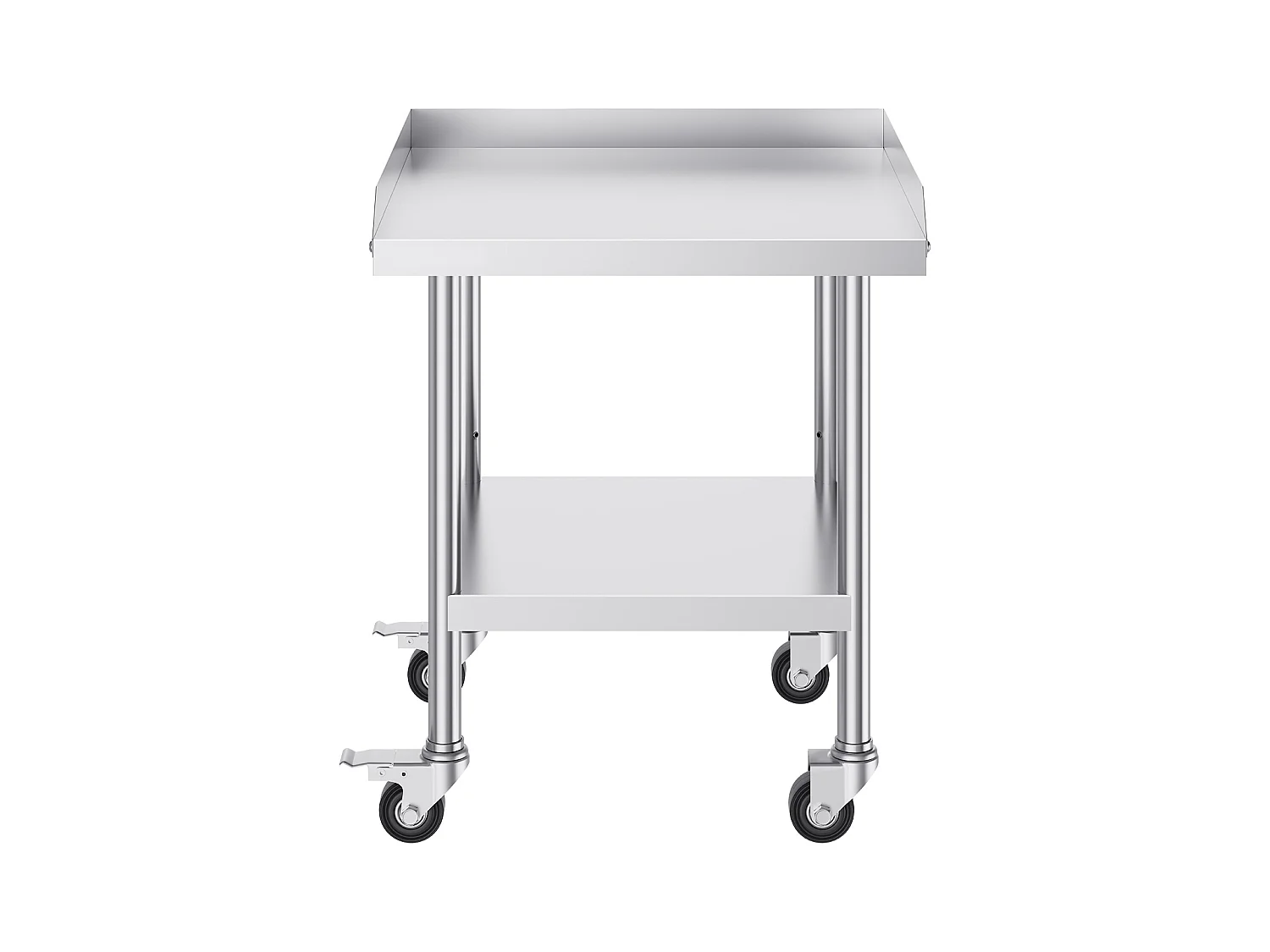 Table de Travail SucceBuy Table de Travail en Acier Inoxydable 60.96 x 60.96 cm avec 4 Roulettes Table de Préparation Alimentaire Commerciale Robuste