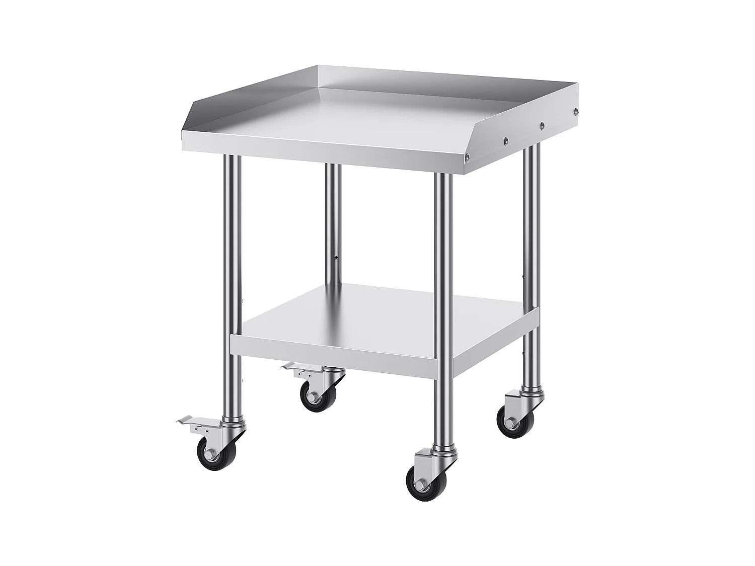 Table de Travail SucceBuy Table de Travail en Acier Inoxydable 60.96 x 60.96 cm avec 4 Roulettes Table de Préparation Alimentaire Commerciale Robuste